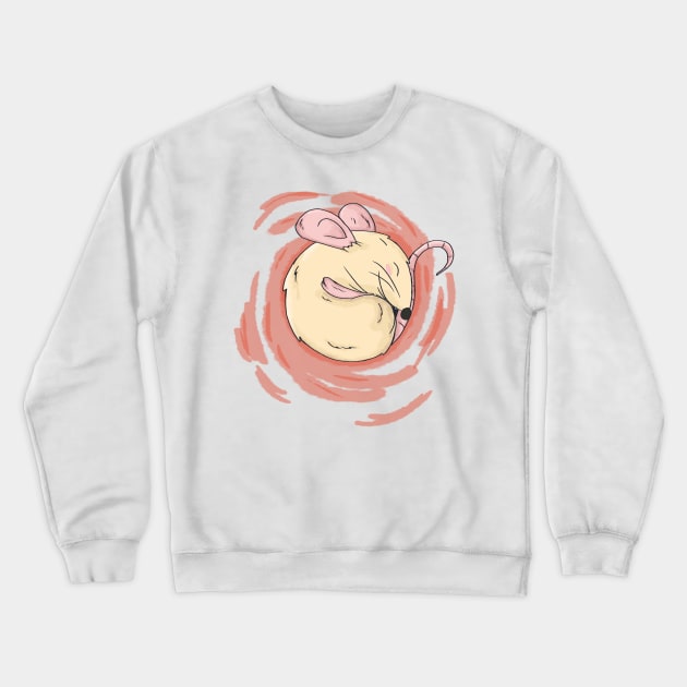 Sleeping Mouse - Hand Painted Artwork of a Tiny Adorable Mouse Sleeping Crewneck Sweatshirt by Thor